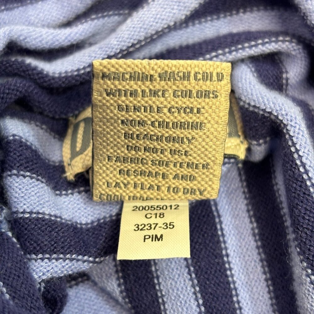 Duluth Trading S'No Sweat Sweater Small Purple Navy Blue Striped Mock Turtleneck - Picture 8 of 8